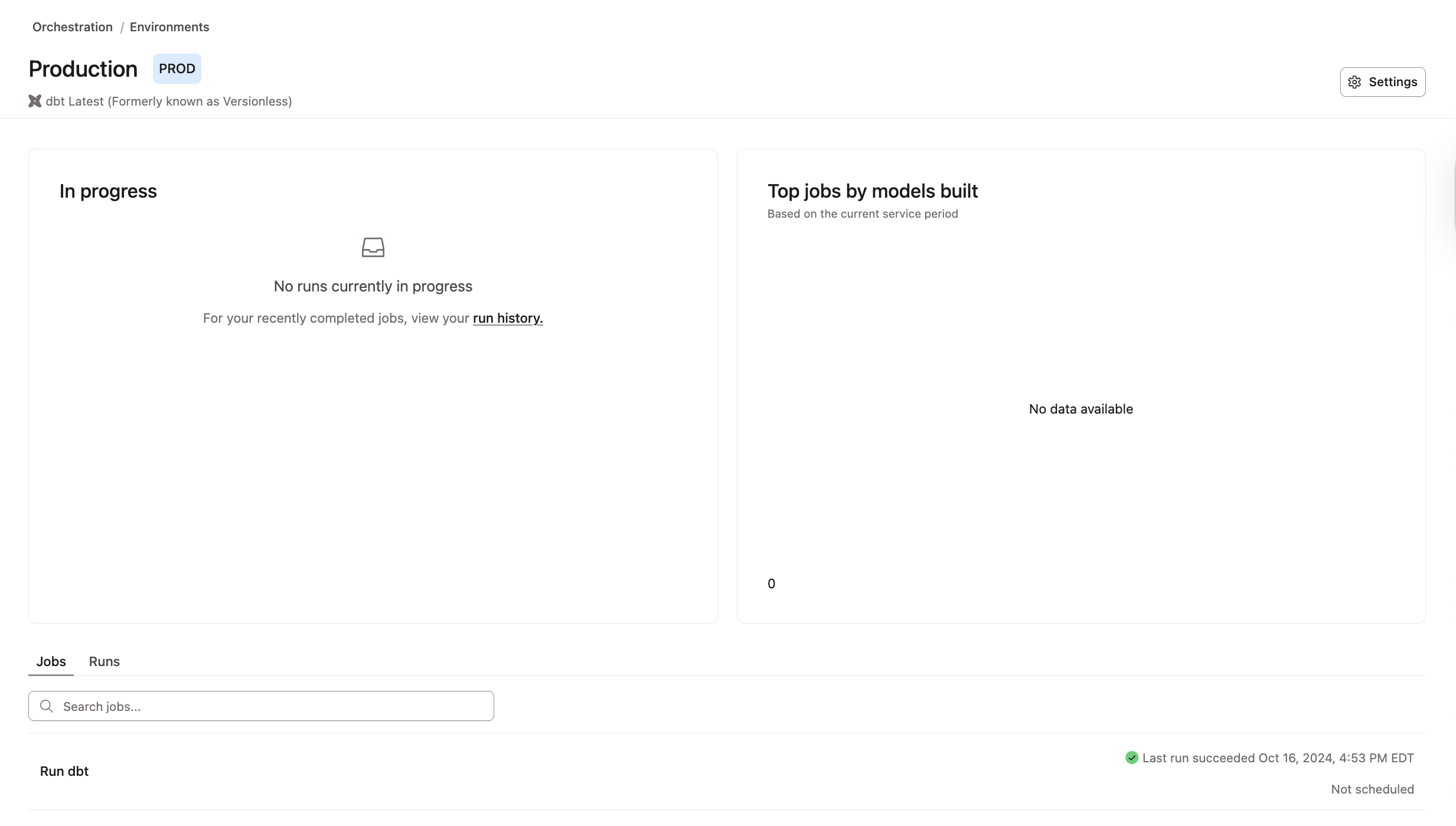 The jobs page with read-only access and the 'Create job' button is not visible .