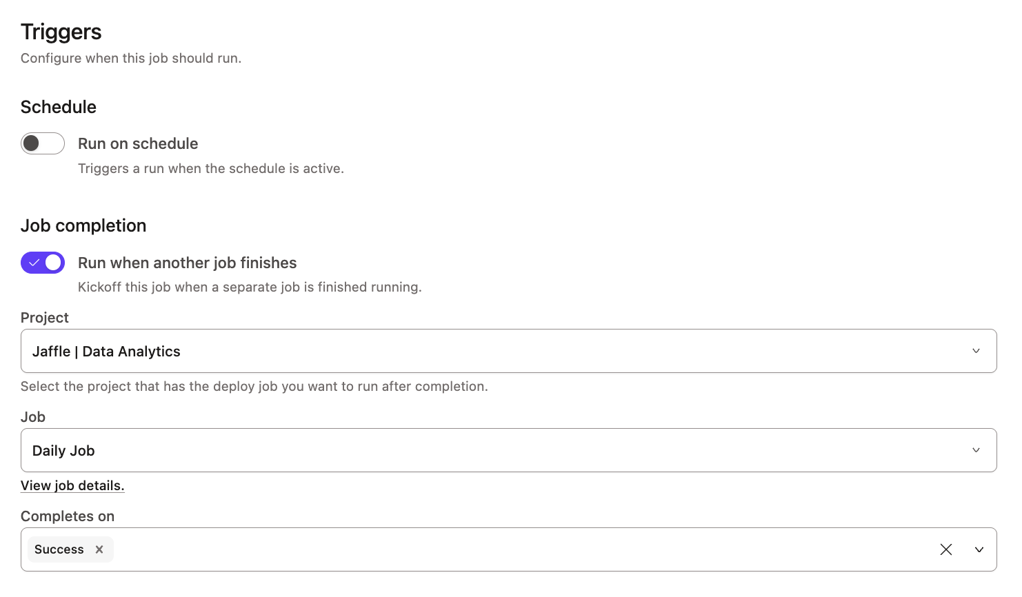 Trigger job on completion